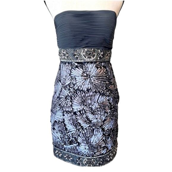 Sue Wong Vintage Y2K Nocturne Bead and Ribbon Embroidered Strapless Dress Size 6 - Picture 1 of 12